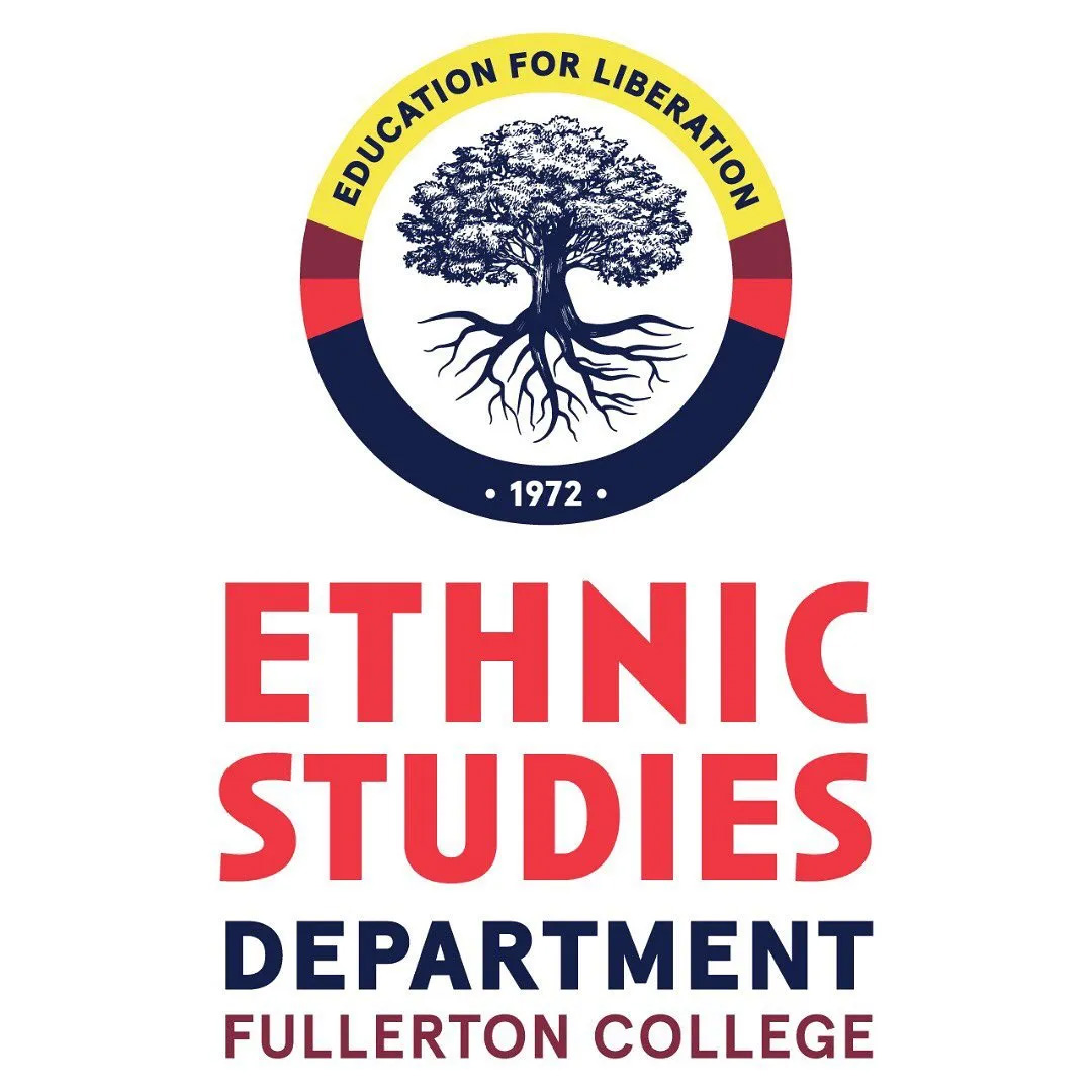 Photo by FC Ethnic Studies on November 12, 2021. Image of tree and text that says 'EDUCATION FOR LIBERATION ・1972・ ETHNIC STUDIES DEPARTMENT FULLERTON COLLEGE'.