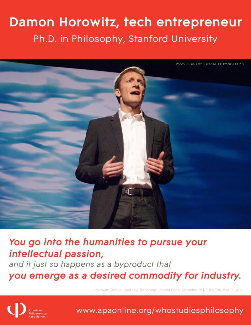 APA Who Studies Philosophy poster: Damon Horowitz, tech entrepreneur. Ph.D. Philosophy, Stanford University.