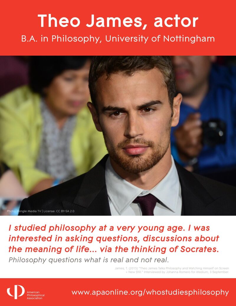 APA Who Studies Philosophy poster: Theo James, actor. B.A. Philosophy, University of Nottingham.